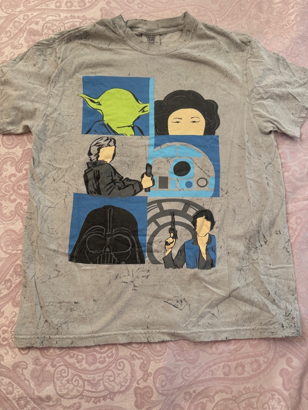 Graphic Short Sleeve Tee - Gray with Blue & Yellow Accents